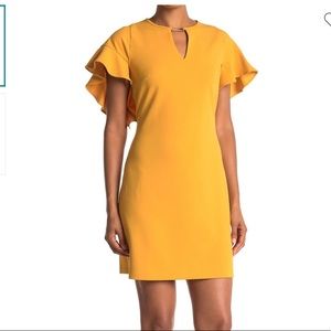 London Times Keyhole Flutter Sleeve Mini Dress